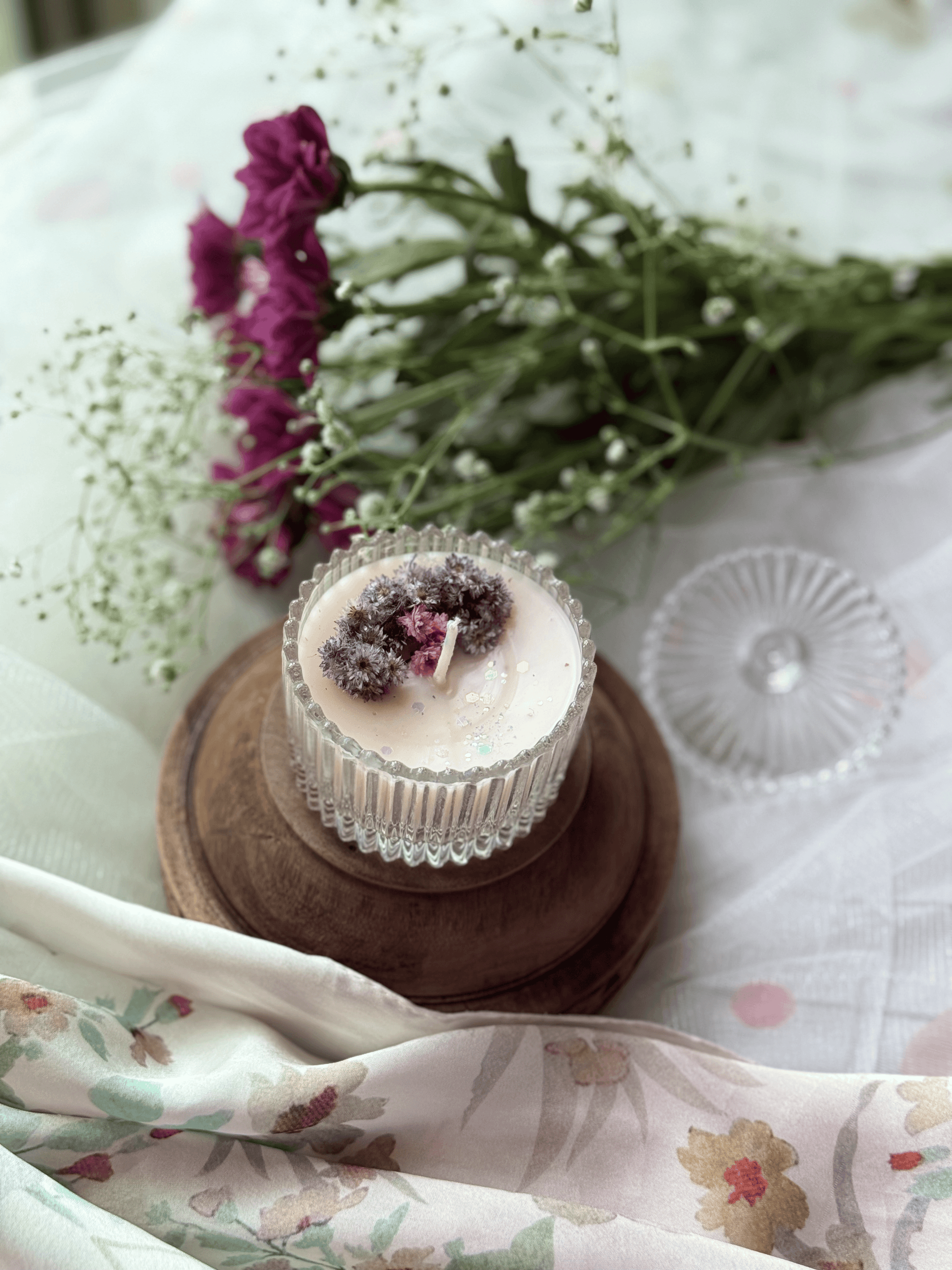 Fluted Crystal Jar Botanical Candle