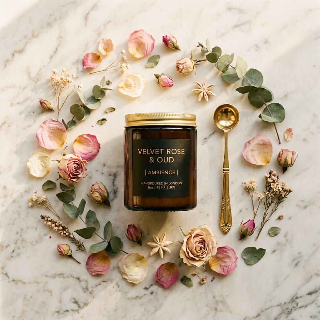 Candle flat lay